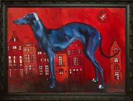 Картина маслом "Турист в Амстердаме" на холсте